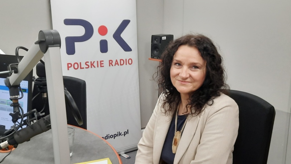 Anna Kompanowska w studiu Polskiego Radia PiK w Toruniu/fot. Zdzisław Nawrat