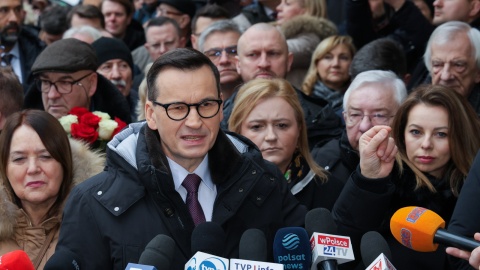 Były premier Mateusz Morawiecki (PiS) stawił się w czwartek w Prokuraturze Okręgowej w Warszawie/fot. PAP/Paweł Supernak