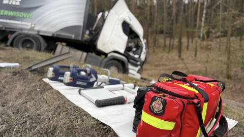 Do wypadku doszło na 289 kilometrze drogi krajowej nr 10 w Przyłubiu/fot. OSP Solec Kujawski/facebook