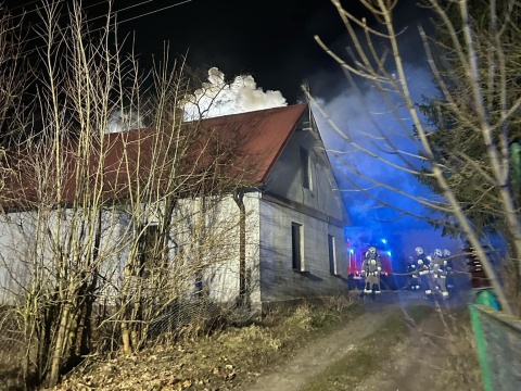 Dziewięć zastępów straży gasiło pożar w Bursztynowie. Nikt nie ucierpiał