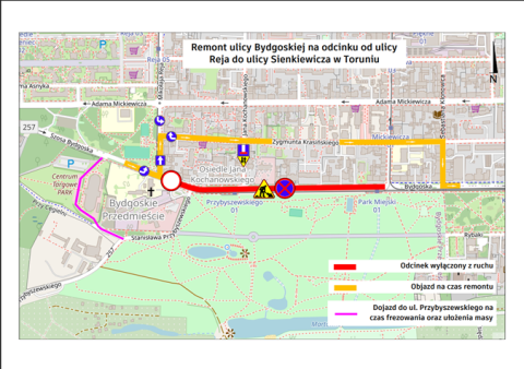 W Toruniu zaczął się remont Bydgoskiej. Odcinek ulicy zamknięty dla ruchu