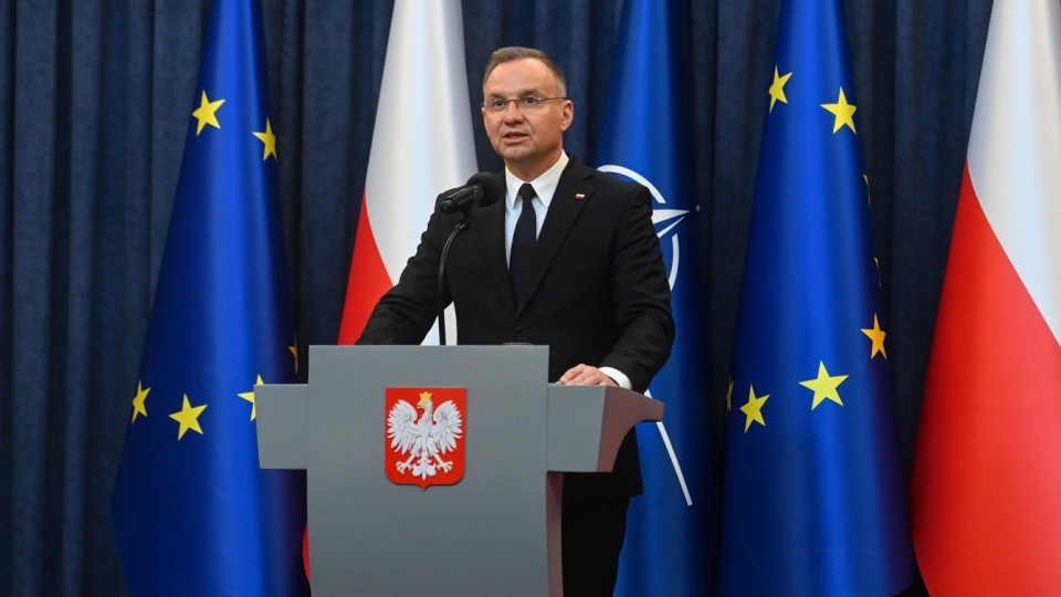 Prezydent RP Andrzej Duda na konferencji prasowej po posiedzeniu Rady Bezpieczeństwa Narodowego w Pałacu Prezydenckim w Warszawie/fot: PAP, Piotr Nowak